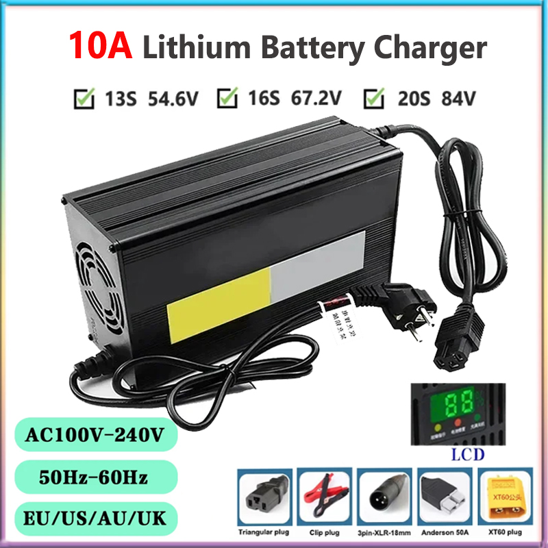 84V 20A Smart Charger - Cargador de batería de litio 10A,